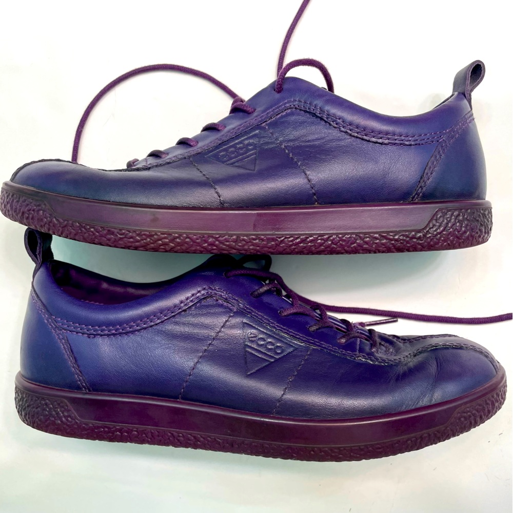 Ecco Shoes Womens 6.5 EU 37 Purple Leather Lace Up Sneaker - Picture 1 of 13